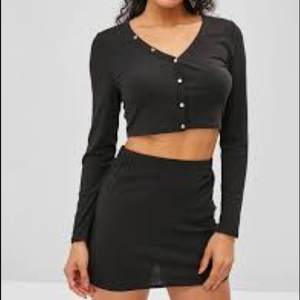 ZAFUL black SET size M- gold button top & skirt